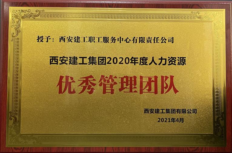 2020年度集團(tuán)人力資源條線 “優(yōu)秀管理團(tuán)隊”榮譽稱號